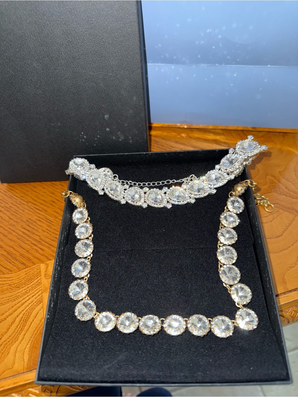 NECKLACE BUNDLE! Crystal Choker and Longer Gold Statement Necklaces